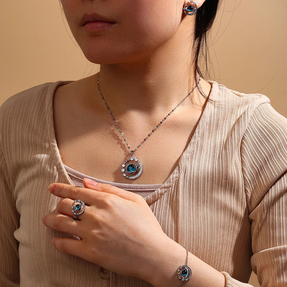 Luxurious High-end Zircon Jewelry Set For Fashionable Jewelry For Daily Travel, Parties, Banquets