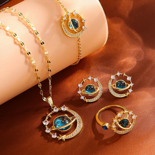 Luxurious High-end Zircon Jewelry Set For Fashionable Jewelry For Daily Travel, Parties, Banquets