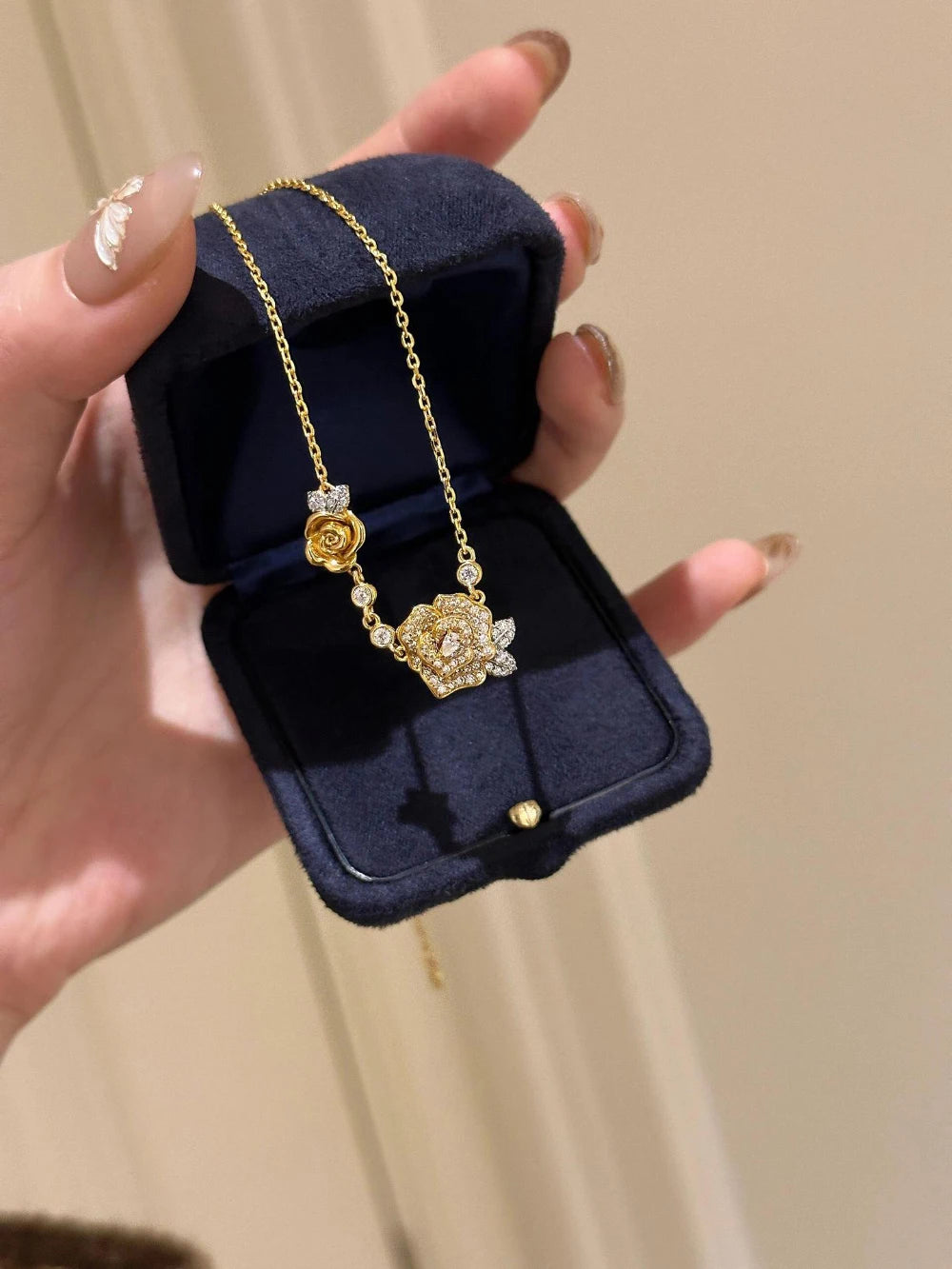 Romantic Sparkling Yellow Rose flower jewelry sets Luxury Exquisite Wedding Engagement inlay Diamond Bracelet Necklace Ring