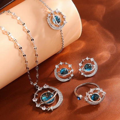 Luxurious High-end Zircon Jewelry Set For Fashionable Jewelry For Daily Travel, Parties, Banquets