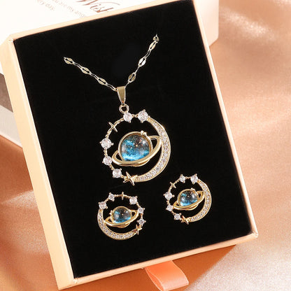 Luxurious High-end Zircon Jewelry Set For Fashionable Jewelry For Daily Travel, Parties, Banquets